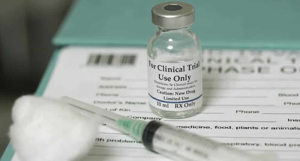 Clinical Trial medicine vial and a syringe
