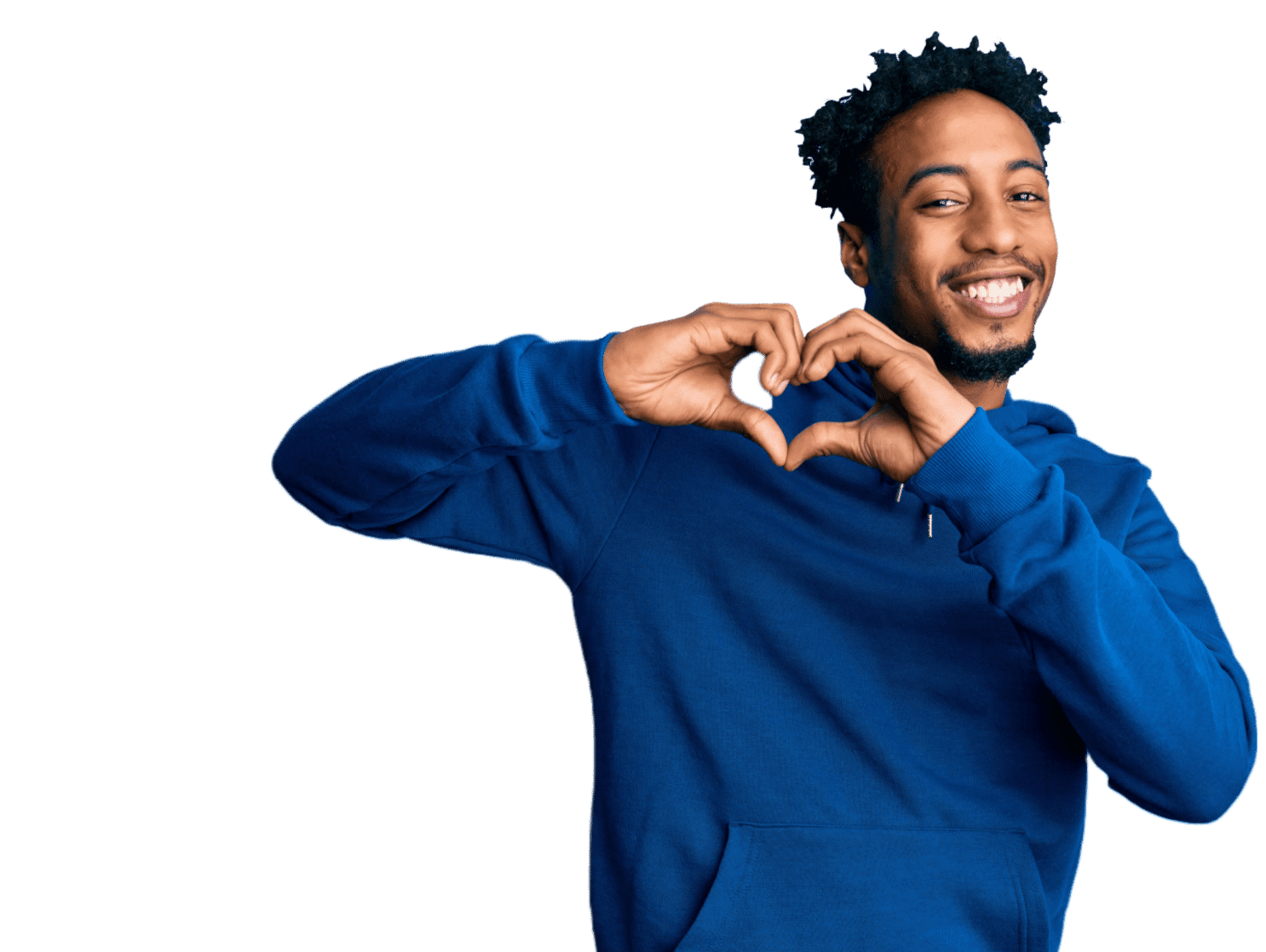 Paid Clinical Trial Participant Making A Heart Sign With His Hands