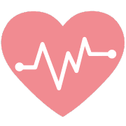 Heart icon with heartbeat symbol across.