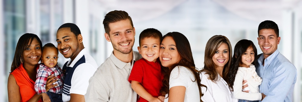 Image of three young families that participated in clinical trials.