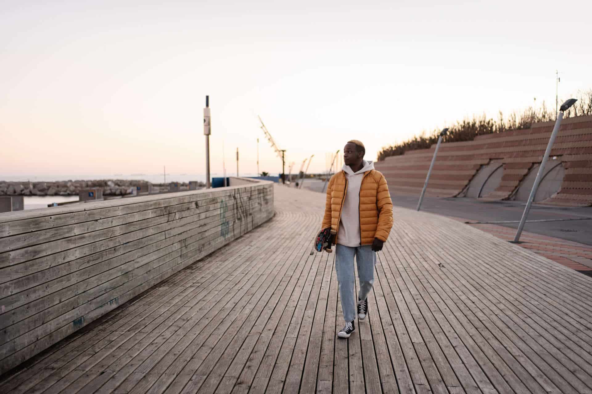 Clinical trial participant walking at the peer